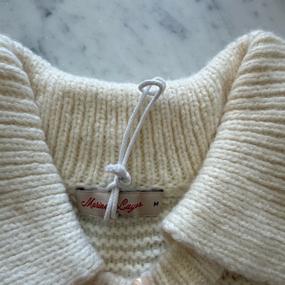 NWOT Marine Layer Everly Cable Knit Sweater Polo - Picture 5 of 9